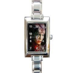 Digital Fantasy Girl Art Rectangle Italian Charm Watch