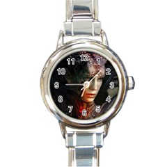 Digital Fantasy Girl Art Round Italian Charm Watch