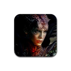 Digital Fantasy Girl Art Rubber Square Coaster (4 pack) 