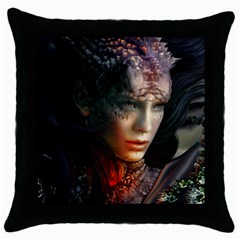 Digital Fantasy Girl Art Throw Pillow Case (Black)