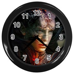 Digital Fantasy Girl Art Wall Clocks (Black)