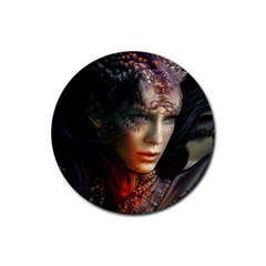 Digital Fantasy Girl Art Rubber Coaster (Round) 