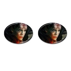 Digital Fantasy Girl Art Cufflinks (Oval)