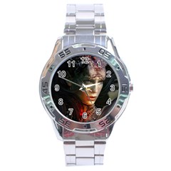 Digital Fantasy Girl Art Stainless Steel Analogue Watch