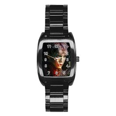 Digital Fantasy Girl Art Stainless Steel Barrel Watch