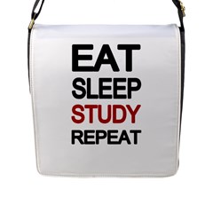 Eat Sleep Study Repeat Flap Messenger Bag (l)  by Valentinaart