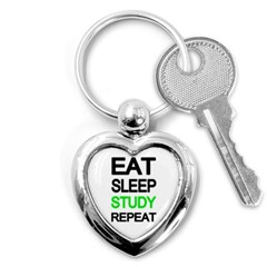 Eat Sleep Study Repeat Key Chains (heart)  by Valentinaart