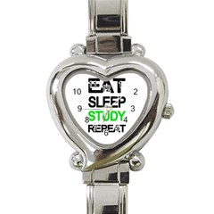 Eat Sleep Study Repeat Heart Italian Charm Watch by Valentinaart