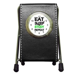 Eat Sleep Study Repeat Pen Holder Desk Clocks by Valentinaart