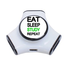 Eat Sleep Study Repeat 3-port Usb Hub by Valentinaart