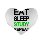 Eat sleep study repeat Standard 16  Premium Heart Shape Cushions Back