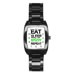 Eat Sleep Study Repeat Stainless Steel Barrel Watch by Valentinaart