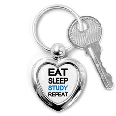 Eat Sleep Study Repeat Key Chains (heart)  by Valentinaart