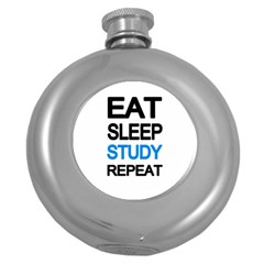 Eat Sleep Study Repeat Round Hip Flask (5 Oz) by Valentinaart