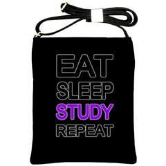 Eat Sleep Study Repeat Shoulder Sling Bags by Valentinaart