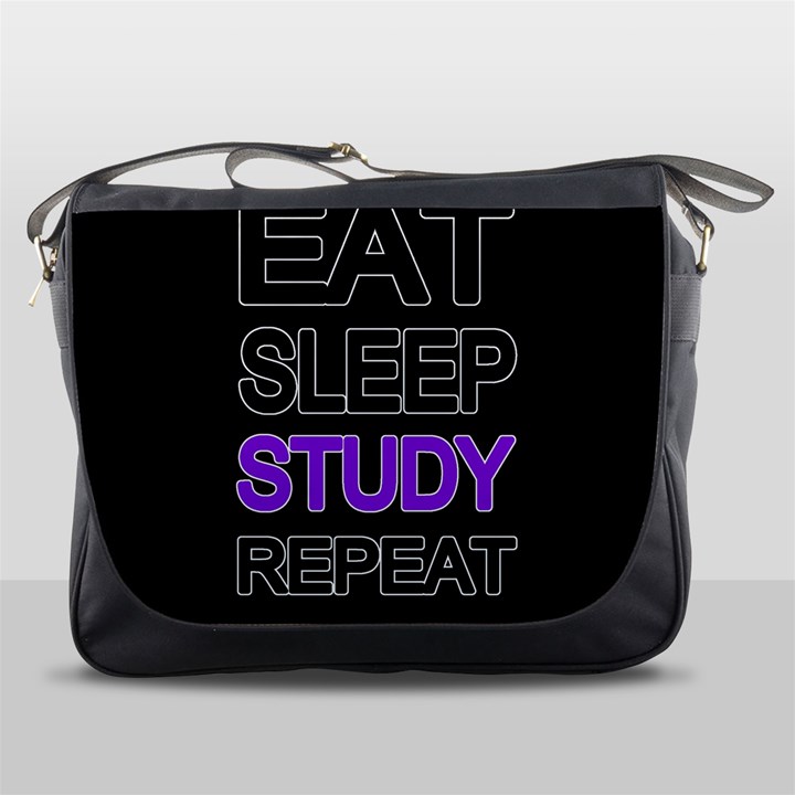 Eat sleep study repeat Messenger Bags