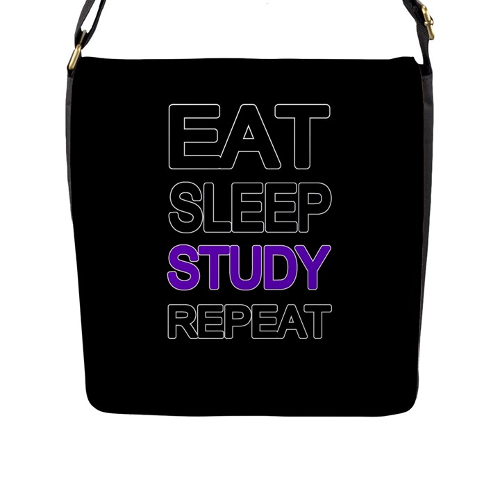 Eat sleep study repeat Flap Messenger Bag (L) 