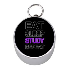 Eat Sleep Study Repeat Mini Silver Compasses by Valentinaart