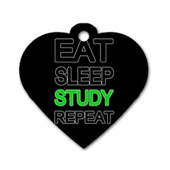 Eat Sleep Study Repeat Dog Tag Heart (two Sides) by Valentinaart