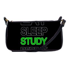 Eat Sleep Study Repeat Shoulder Clutch Bags by Valentinaart