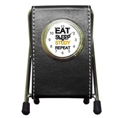 Eat Sleep Study Repeat Pen Holder Desk Clocks by Valentinaart