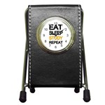 Eat sleep study repeat Pen Holder Desk Clocks Front