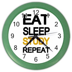 Eat Sleep Study Repeat Color Wall Clocks by Valentinaart