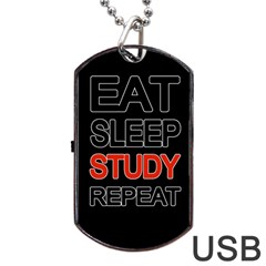 Eat Sleep Study Repeat Dog Tag Usb Flash (one Side) by Valentinaart