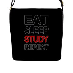 Eat Sleep Study Repeat Flap Messenger Bag (l)  by Valentinaart