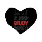 Eat sleep study repeat Standard 16  Premium Flano Heart Shape Cushions Back