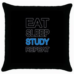 Eat Sleep Study Repeat Throw Pillow Case (black) by Valentinaart