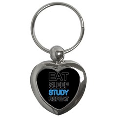 Eat Sleep Study Repeat Key Chains (heart)  by Valentinaart