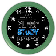 Eat Sleep Study Repeat Color Wall Clocks by Valentinaart