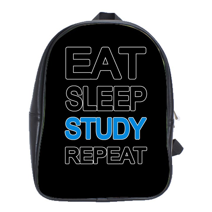 Eat sleep study repeat School Bags(Large) 