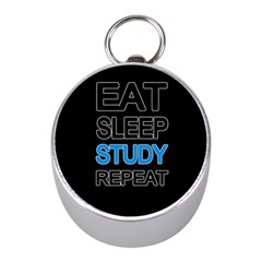 Eat Sleep Study Repeat Mini Silver Compasses by Valentinaart