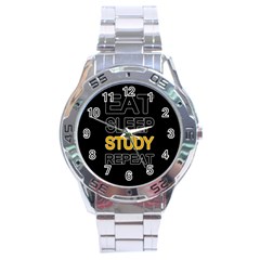 Eat Sleep Study Repeat Stainless Steel Analogue Watch by Valentinaart