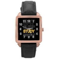 Eat Sleep Study Repeat Rose Gold Leather Watch  by Valentinaart