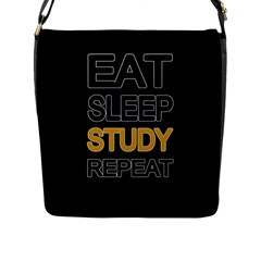 Eat Sleep Study Repeat Flap Messenger Bag (l)  by Valentinaart