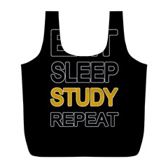 Eat Sleep Study Repeat Full Print Recycle Bags (l)  by Valentinaart