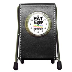 Eat Sleep Pride Repeat Pen Holder Desk Clocks by Valentinaart