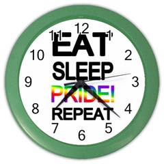 Eat Sleep Pride Repeat Color Wall Clocks by Valentinaart