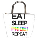 Eat sleep pride repeat Bucket Bags Front