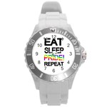 Eat sleep pride repeat Round Plastic Sport Watch (L) Front