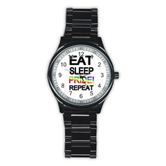 Eat Sleep Pride Repeat Stainless Steel Round Watch by Valentinaart