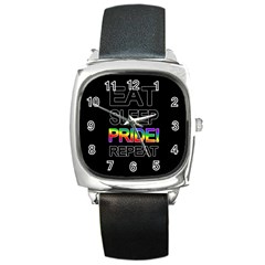 Eat Sleep Pride Repeat Square Metal Watch by Valentinaart