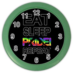 Eat Sleep Pride Repeat Color Wall Clocks by Valentinaart