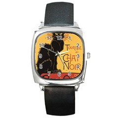 Black Cat Square Metal Watch by Valentinaart