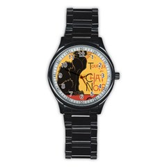 Black Cat Stainless Steel Round Watch