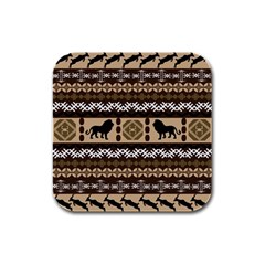 Lion African Vector Pattern Rubber Square Coaster (4 pack) 