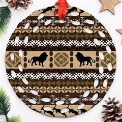 Lion African Vector Pattern Round Filigree Ornament (Two Sides)